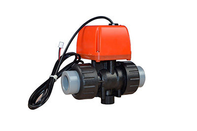 Vanne à bille électrique à 2 voies en plastique avec connexion par colle (Diamètre nominal: 47mm/58mm)